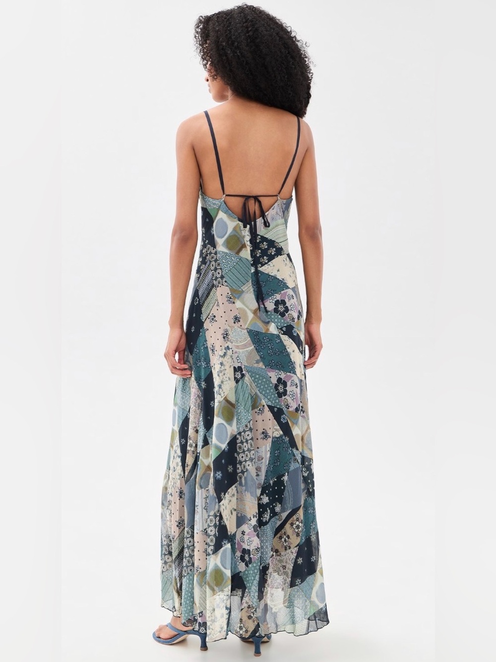 Free People Tis The Season Printed V-Neck Sleeveless A-Line Maxi Dress - Picture 3 of 6